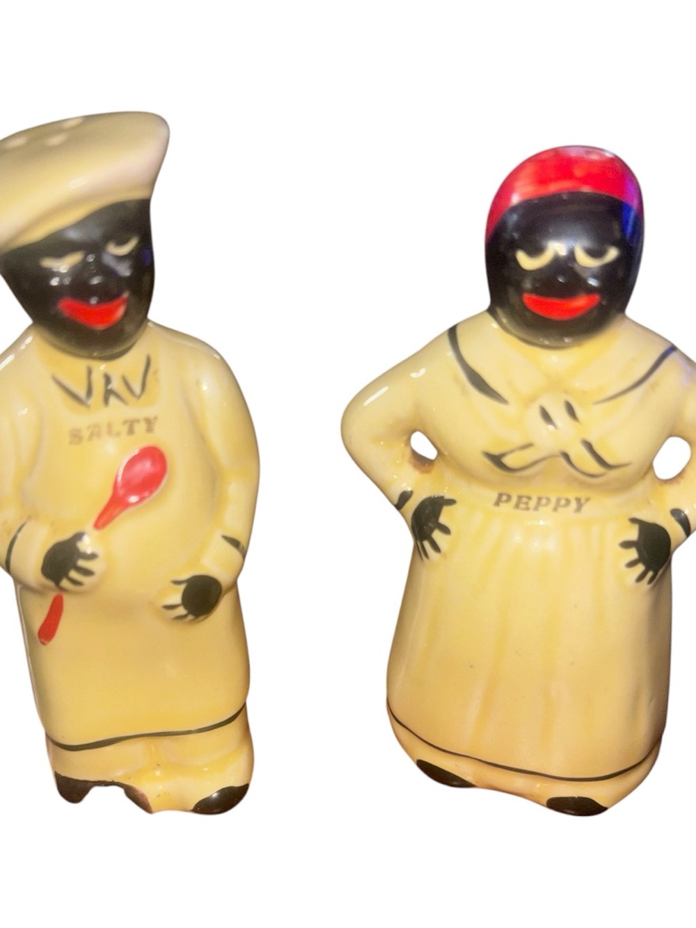 Yellow Ceramic Salt & Pepper Shakers - Peppy & Salty Styled Set